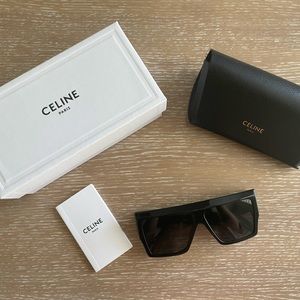 Celine Acetate Flat Top Rectangular Sunglasses